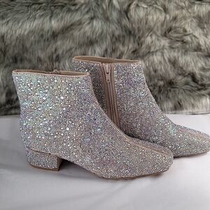 Betsey Johnson Glitter Kids Boots - Silver and Tan